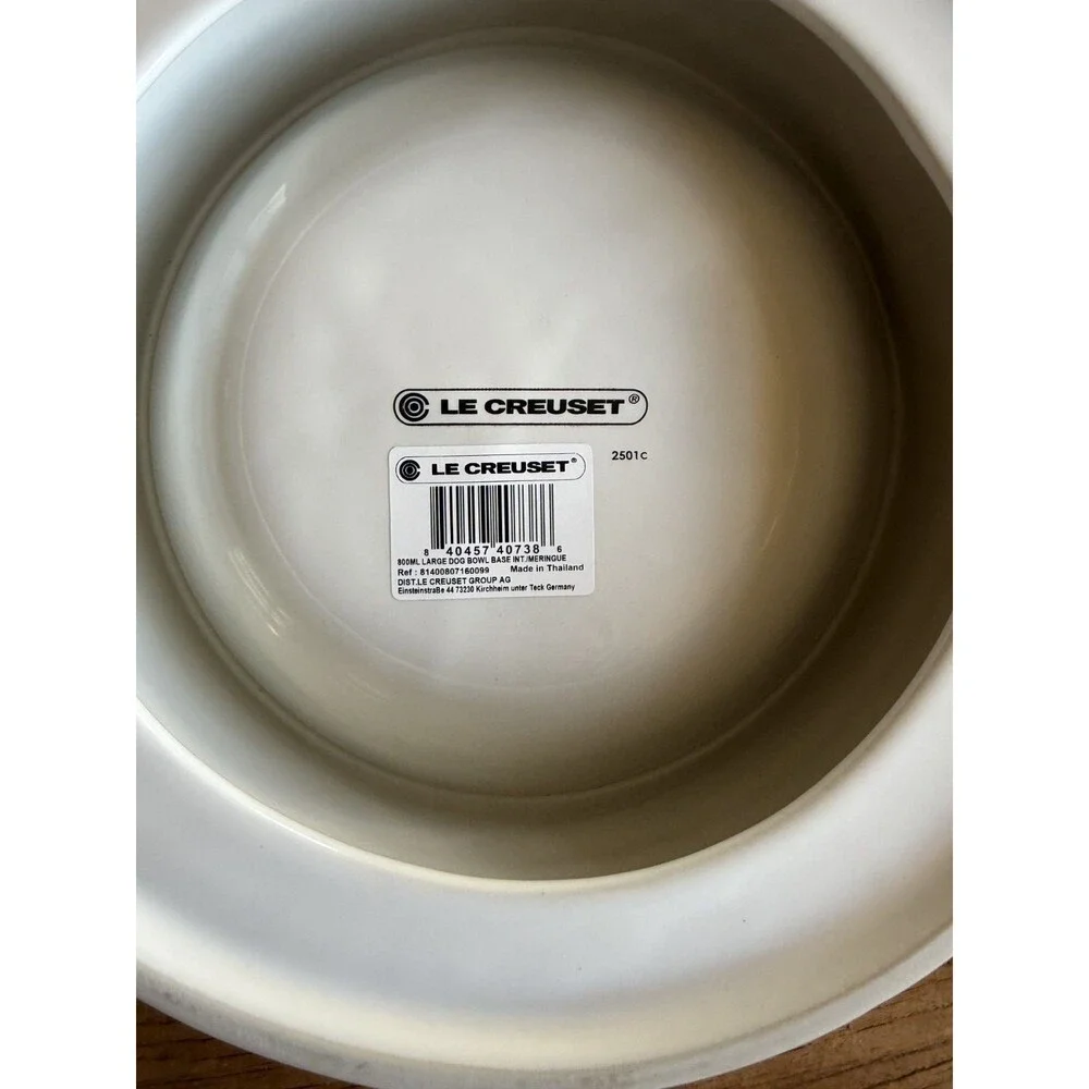 Le Creuset Stoneware Large Feeding Bowl Pet Collection 23 cm 800 ml Meringue NEW
